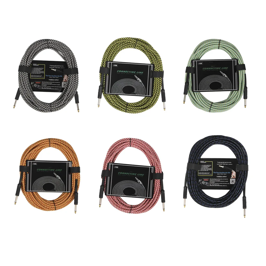 Guitar Cable Wire Cord Noise Reduction Line Color Braided Shielded Cables
