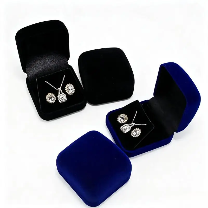 Velvet Stud Earrings Small Necklace Storage Box Organizer Case Jewelry Display Gift Packaging Boxes Portable Travel Wedding