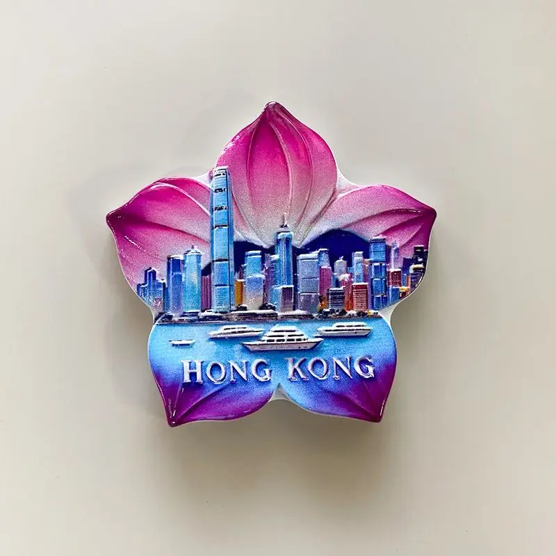 

Hong Kong, Asia Fridge Magnet with Victoria Harbour & Skyscrapers, Cute Home Decor Refrigerator Accessory