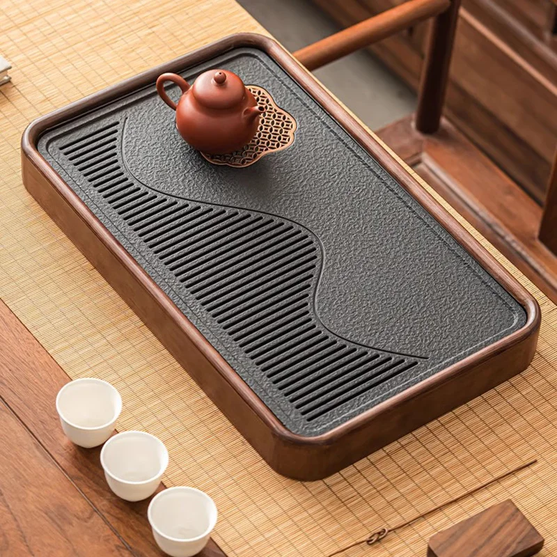 

Kitchen Gadget Tea Tray Modern Office Teaware Home Dish Vintage Tray Portable Plate Bandeja De Madera Tea Cup Accessories