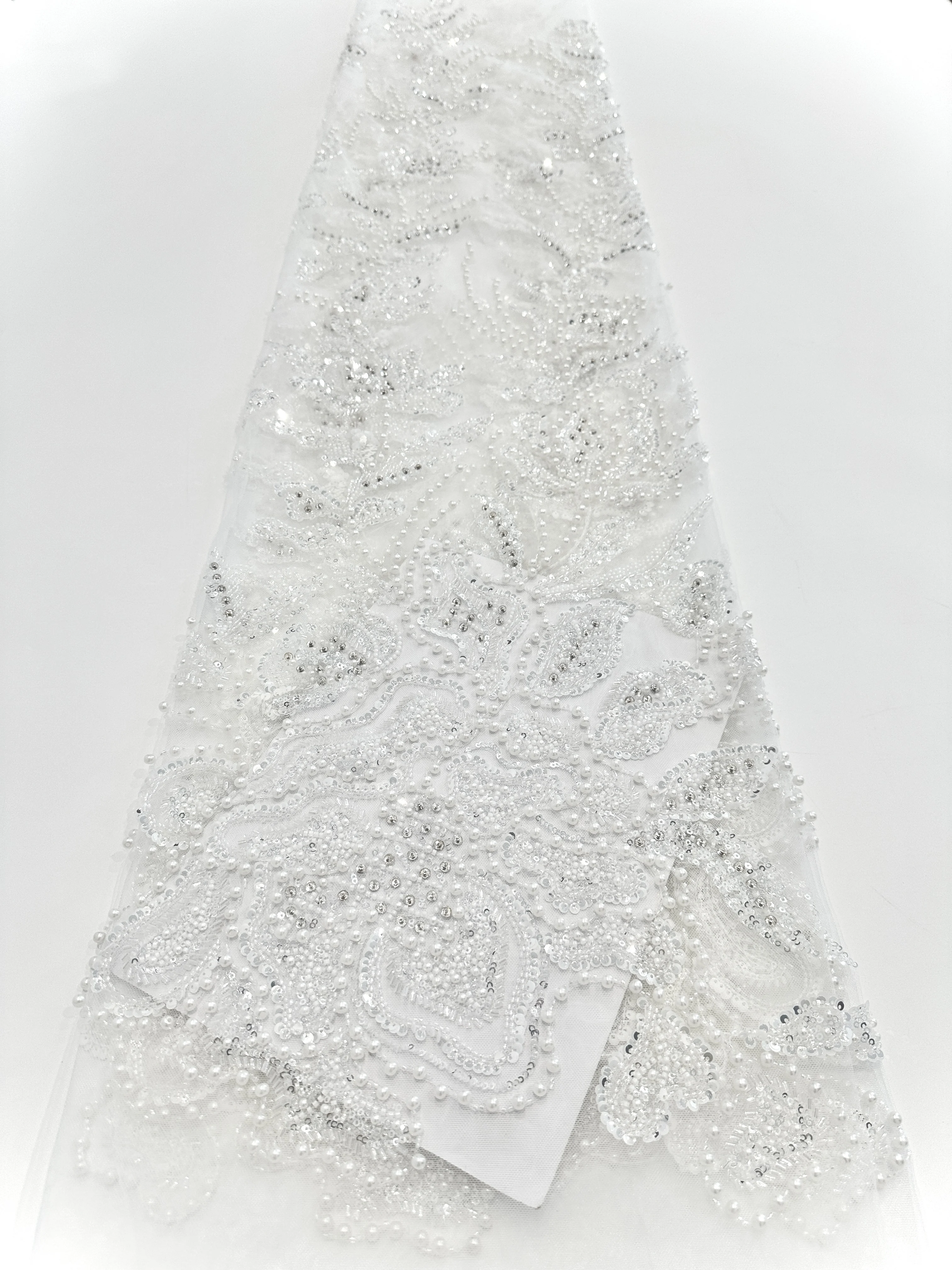 الأزرق الأفريقي الترتر اللؤلؤ أقمشة الدانتيل 2025 جودة عالية الفرنسية الثقيلة تول مطرز أقمشة الدانتيل نيجيريا لفستان حفلات الزفاف