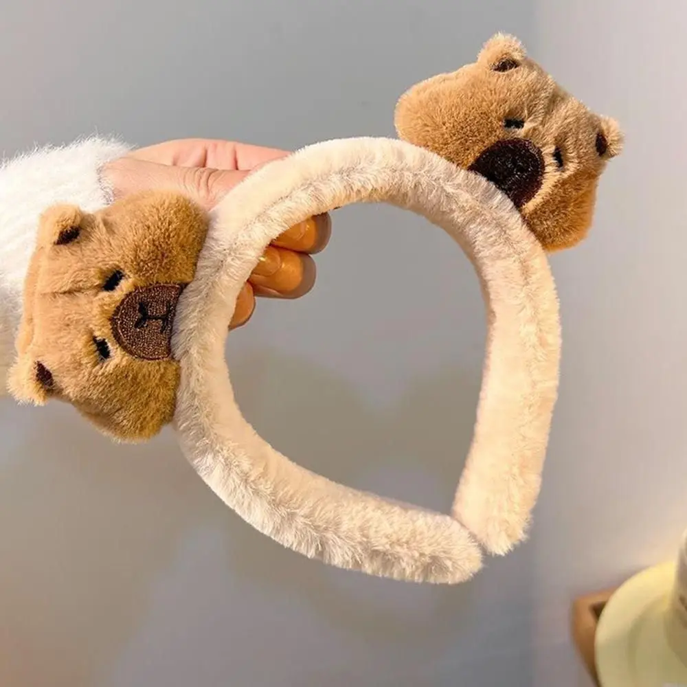 Cute High Skull Top Capybara Hair Bands Plush Wash Face Capybara Plush Headband Funny Soft Water Dolphin Hair Hoop Gifts