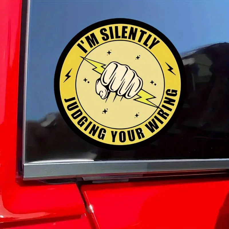 I'm Silently Judging Your Wiring Funny Electrician Waterproof Vinyl Decal Lightning Bolt Sticker Car Window Motorcycle Decor