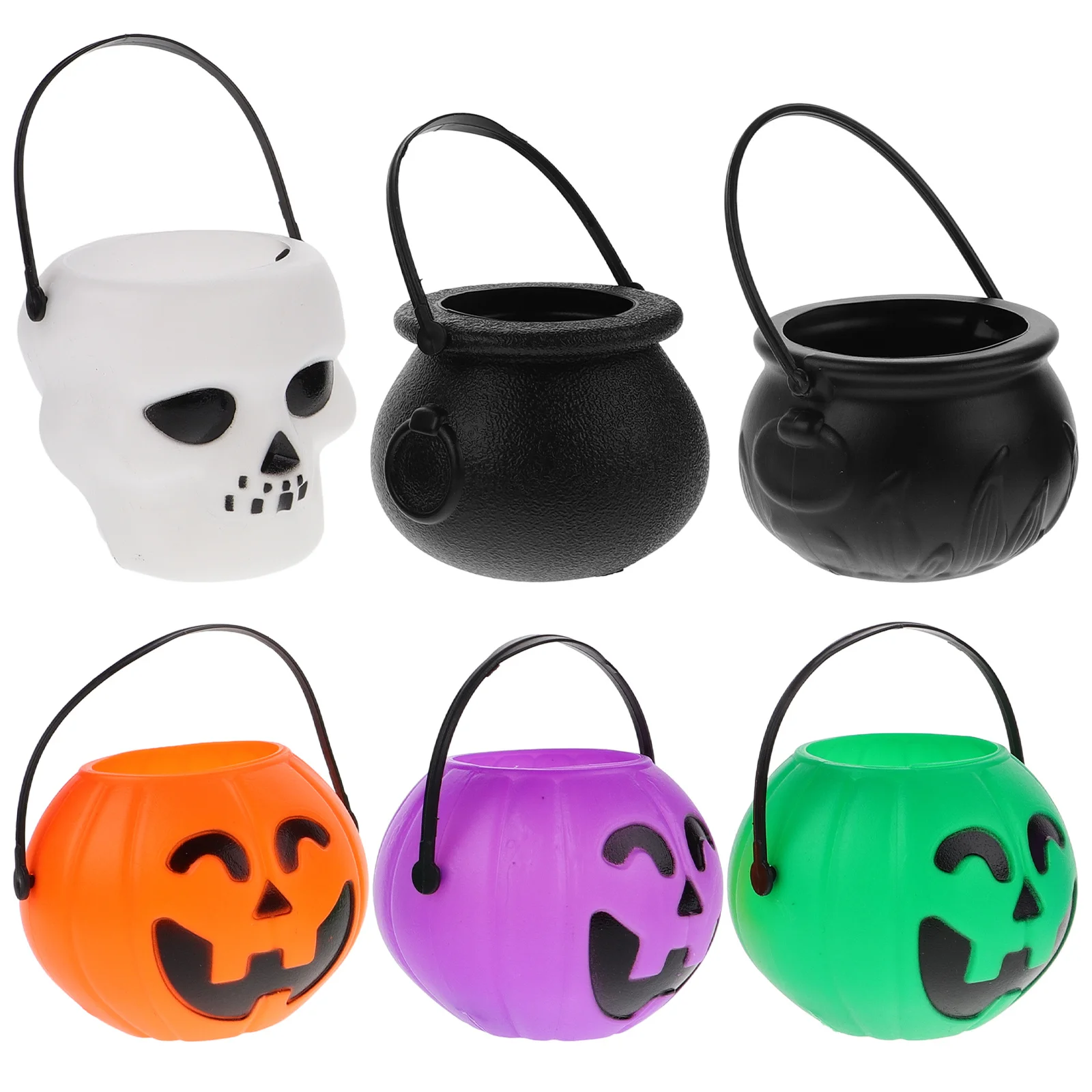 

6Pcs Halloween Pumpkin Bucket Mini Candy Holder Portable Plastic Candy Storage Party Decoration