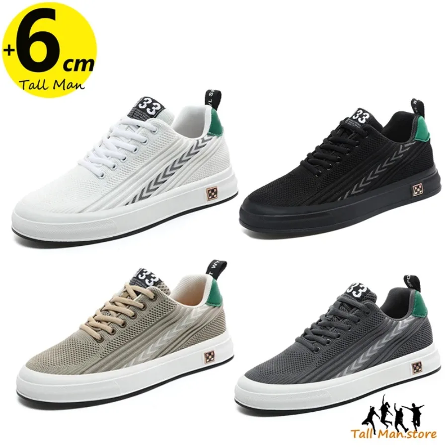 

2025 Winter Luxury ShoesLift Sneakers Men Booster Shoes Elevator Man Height Increase Insole 6cm Leisure Sports Plus Size 37-46