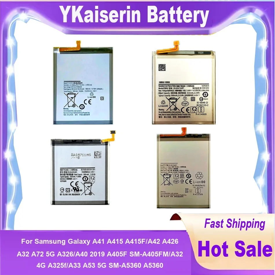 

Mobile Phone Battery For Samsung Galaxy A32 4G A325f/A33 A53 SM-A5360 A5360 A42 A426 A72 5G/A40 2019 A405F A41 A415 A415F