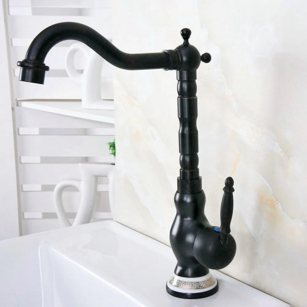 

Oil Rubbed Bronze Basin Faucet Sink Faucet Cold And Hot Bathroom Mixer Taps 360 Degree Rotation Kitchen Sink Faucet tnf660