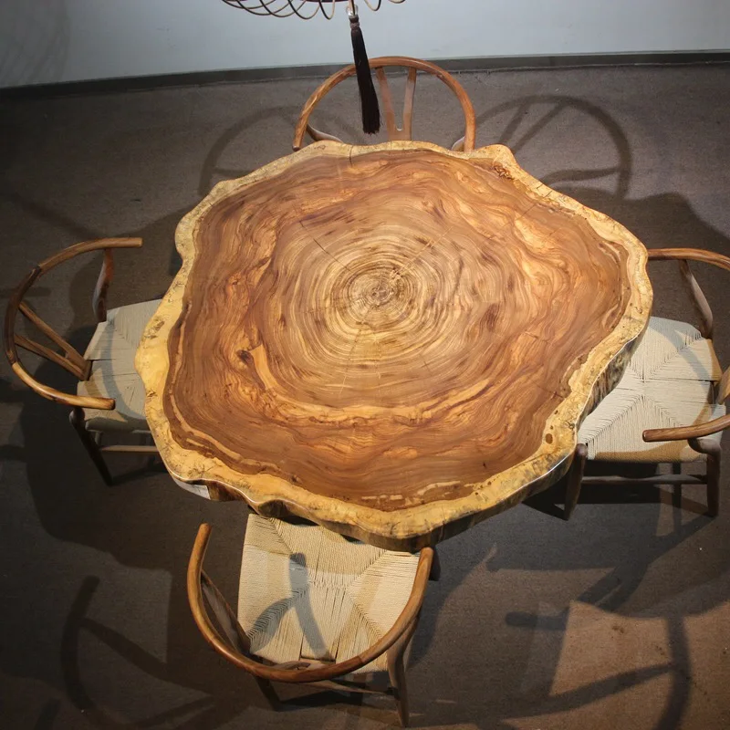 Custom natural round rustic wooden coffee table