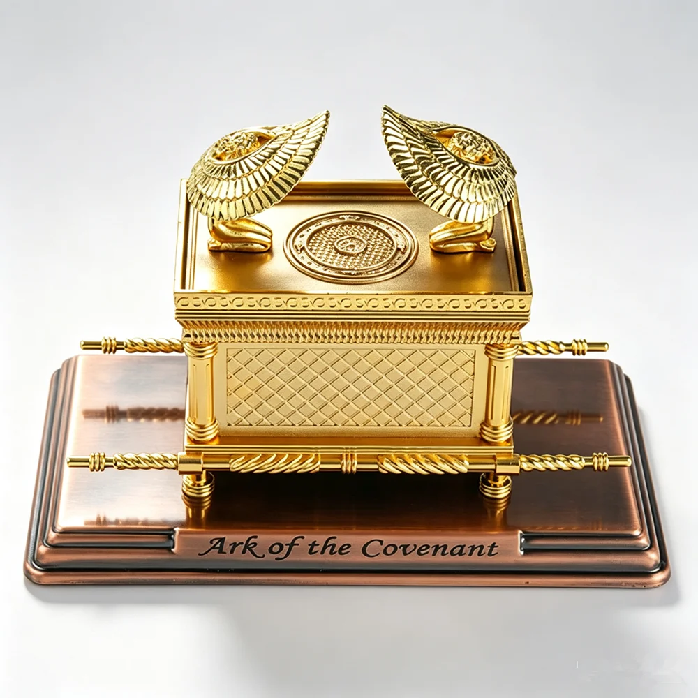 Ark of the Covenant Metal Replica Set Jewish Religious Figurine Aaron Rod Manna Pot Ten Commandments Tablets Jewish Décor