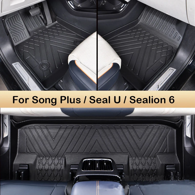 Car Floor Mats For BYD Song Plus DM-i EV 2024 Seal U Sealion 6 Trunk Mat Backrest Cushion Non-slip Foot Pad Cargo Liners