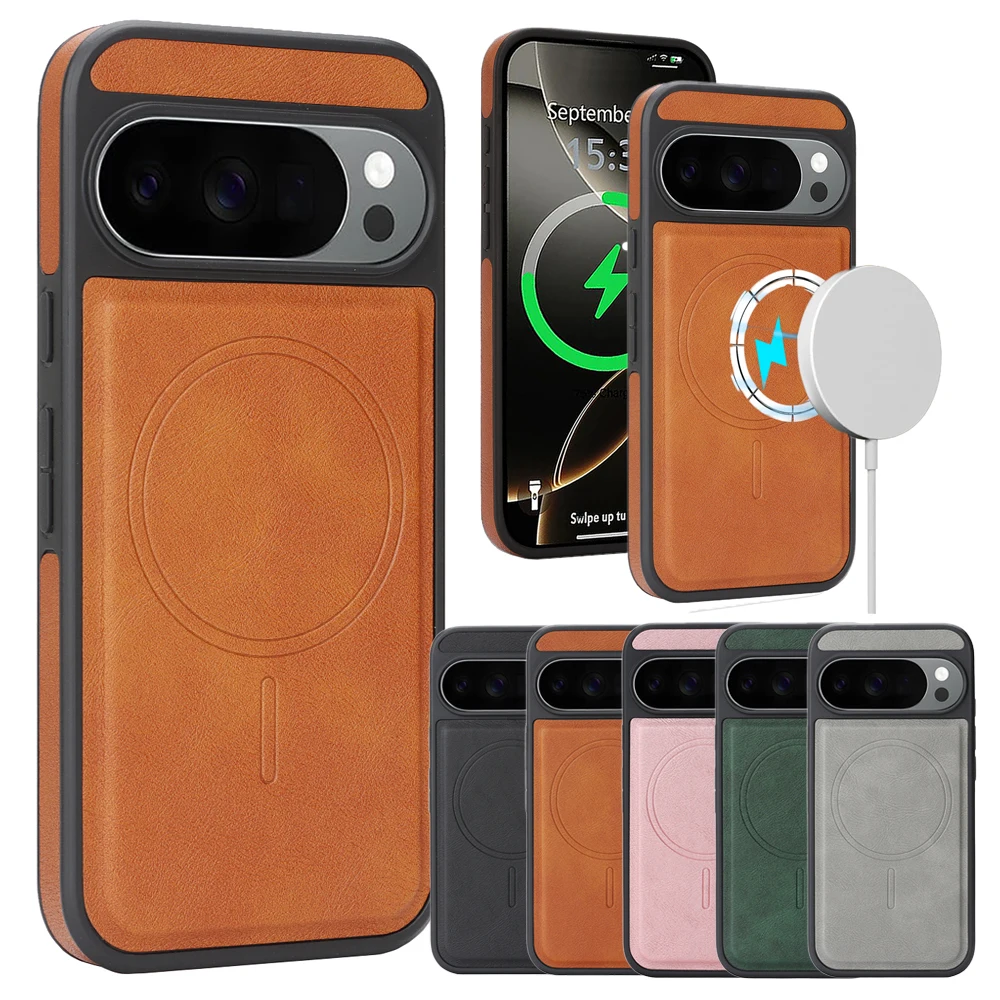 Luxury Magnetic PU Leather Phone Case for Google Pixel 11 10 10Pro 10A 9 9Pro 9A 8 8Pro 8A Pro XL ProXL Wireless Charging Cover