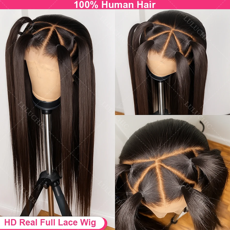 250 % Invisi Strap 360 HD Lace Front Perücken Knochen gerade Melt Skins HD Full Lace Frontal Perücken Echthaar WigPre gezupft für Frauen