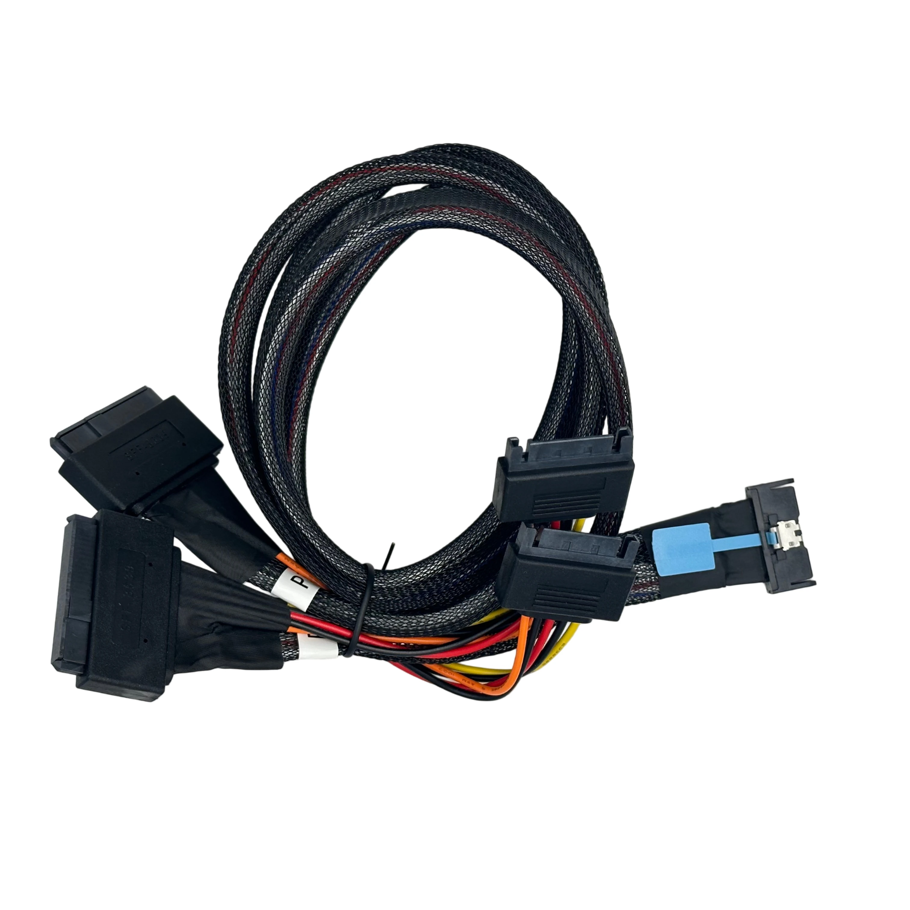 

Кабель-адаптер PCIE 5.0 MCIO 8i SFF-8654 74P на 2 порта SFF-8639 с питанием SATA для сервера