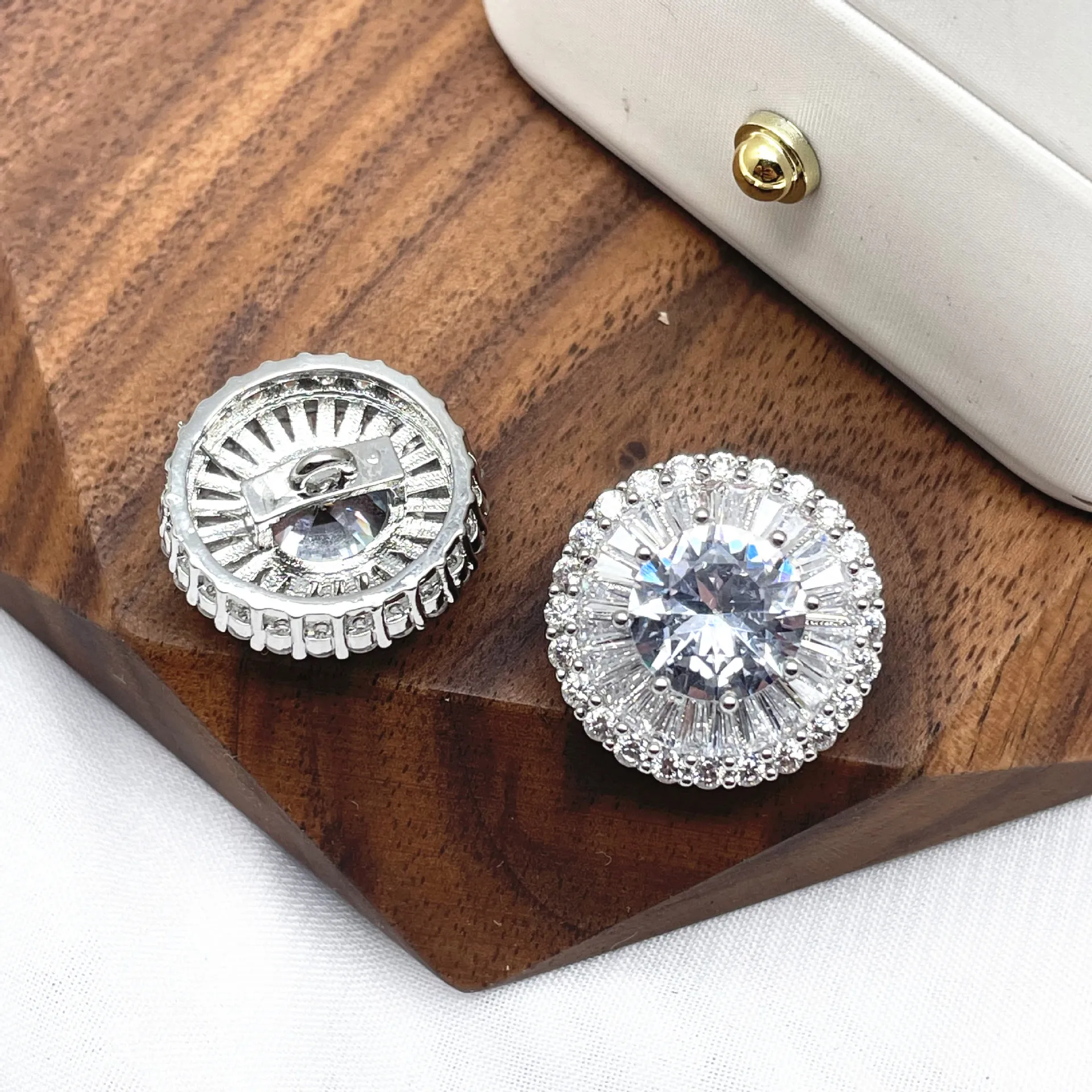 5pcs  Luxury Crystal Small Buttons for Clothing, Cubic Zircon Shank, Decorative CZ Sewing Buttons for Shirt Cuff Link