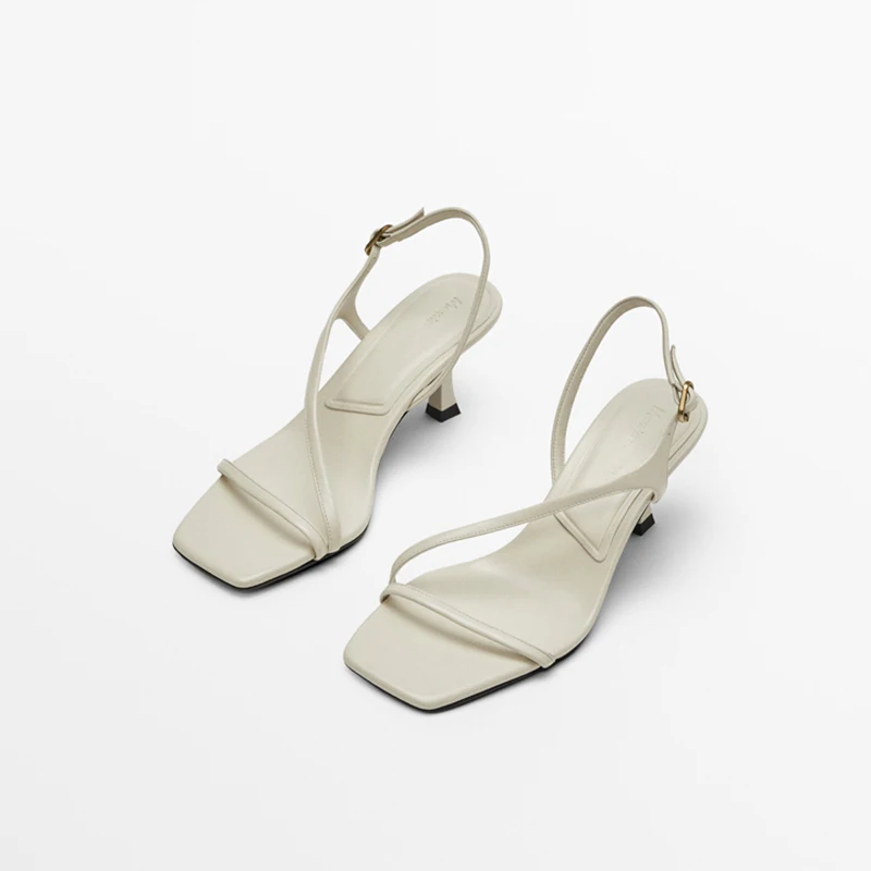 

Linjer Stricklin Spring Summer New Women's Shoes Side Band Design Feeling Fine High-heeled Genuine Leather Fashion Women Sandals