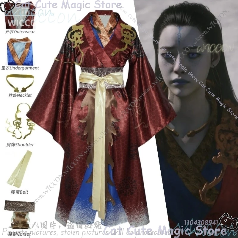 

Kangjin Black Cos Myth Game Wukong Cosplay Costume Halloween Party Red Costume Woman Adult Kangjin Dragon Fancy Stage Comic-Con