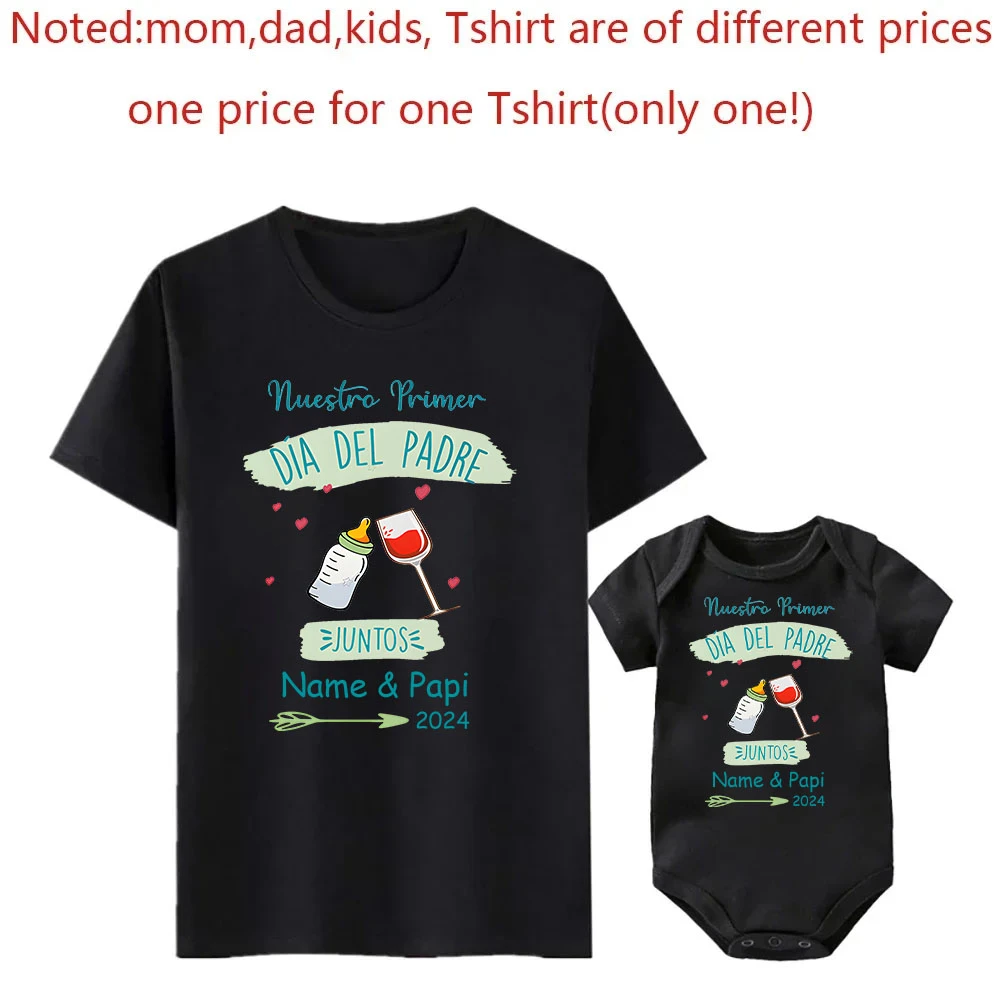 Customized Fathers Day Family Matching Outfits Baby Bodysuits Daddy T-shirts Family Clothes Custom Name Fathers Day Gift Outfits