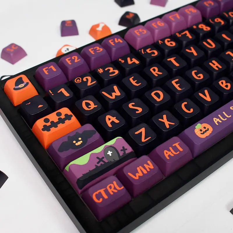 Halloween keycaps / black cat keycaps boxed XDA height BPT material heat sublimation technology for HI75 98 99 104 F87