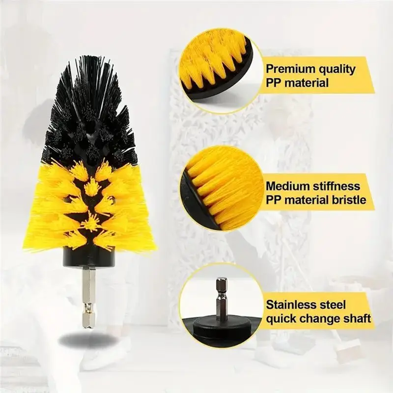 Electric Drill-Brush Kit For Carpet Bathroom Surface For Tile Tires Cleaning Tool-B61B