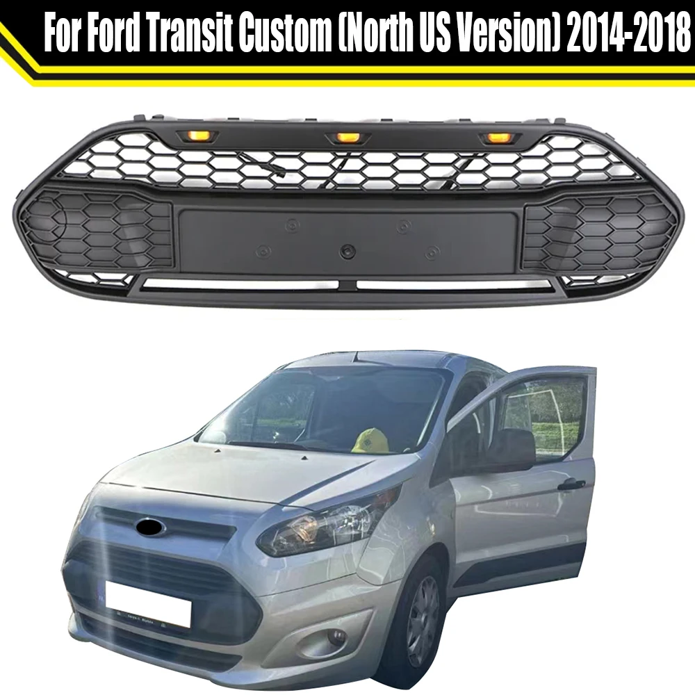 

Car Front Lower Grill For Ford Transit Custom (North US Version) 2014-2018 Auto Body Part Front Bumper Lower Grille With LED Bar