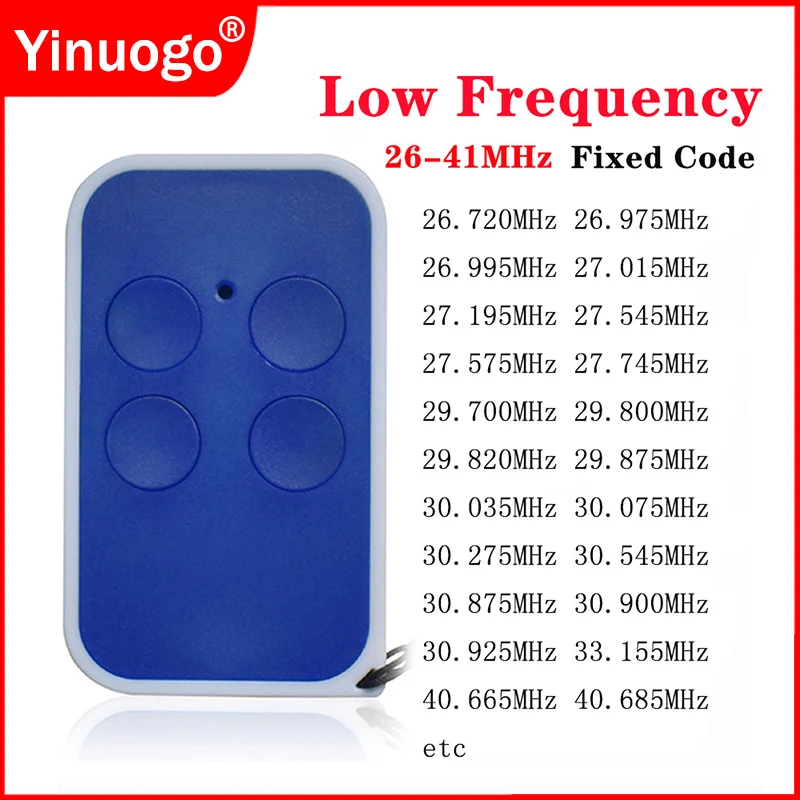 Universal Low Frequency Garage Door Remote Control 26mhz to 41mhz Fixed Code Garage Door Keychain Opener for Gate and Barrier