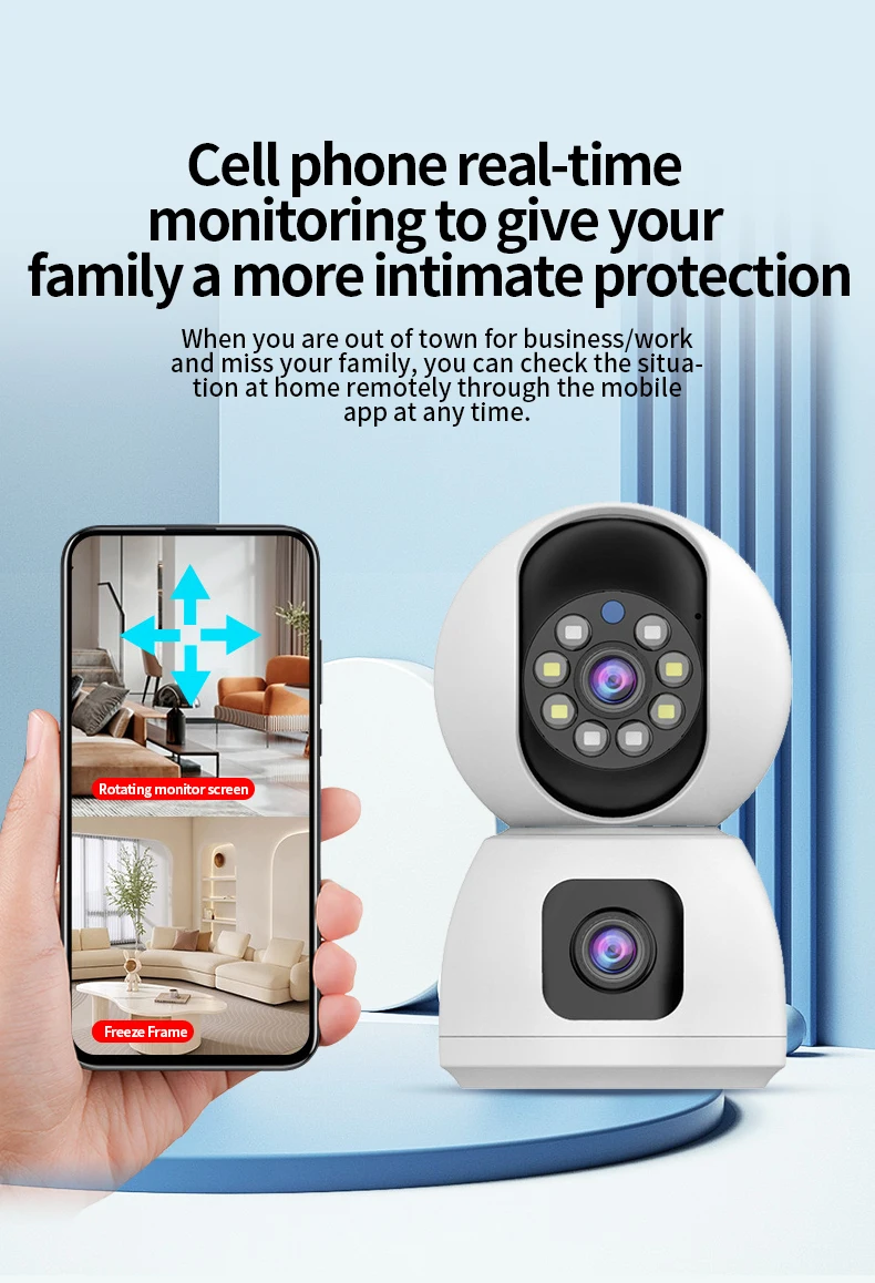 Dual Lens Wifi Indoor Sicherheits überwachungs kamera 2mp für Home Pet Monitor Motion Tracking 2k Nachtsicht 2-Wege-Audio-Recorder