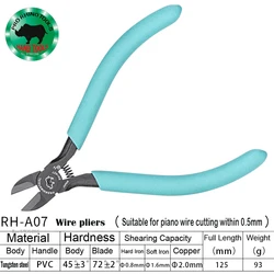 Japanese  RHINO RH-A07 Wire Pliers Save Effort, 5-inch Tungsten Inlaid Steel Diagonal Pliers, Optical Fiber Cutting Pliers