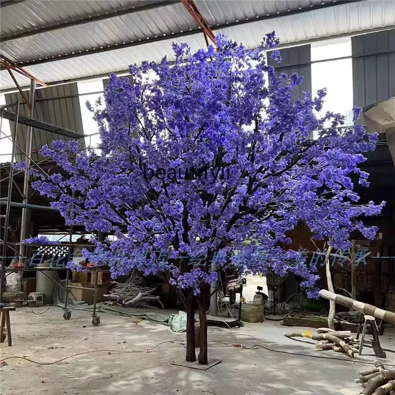 

Artificial Large Fake Cherry Blossom Tree Purple Indoor Living Room Wedding Display Window Landscaping Floor Decoration