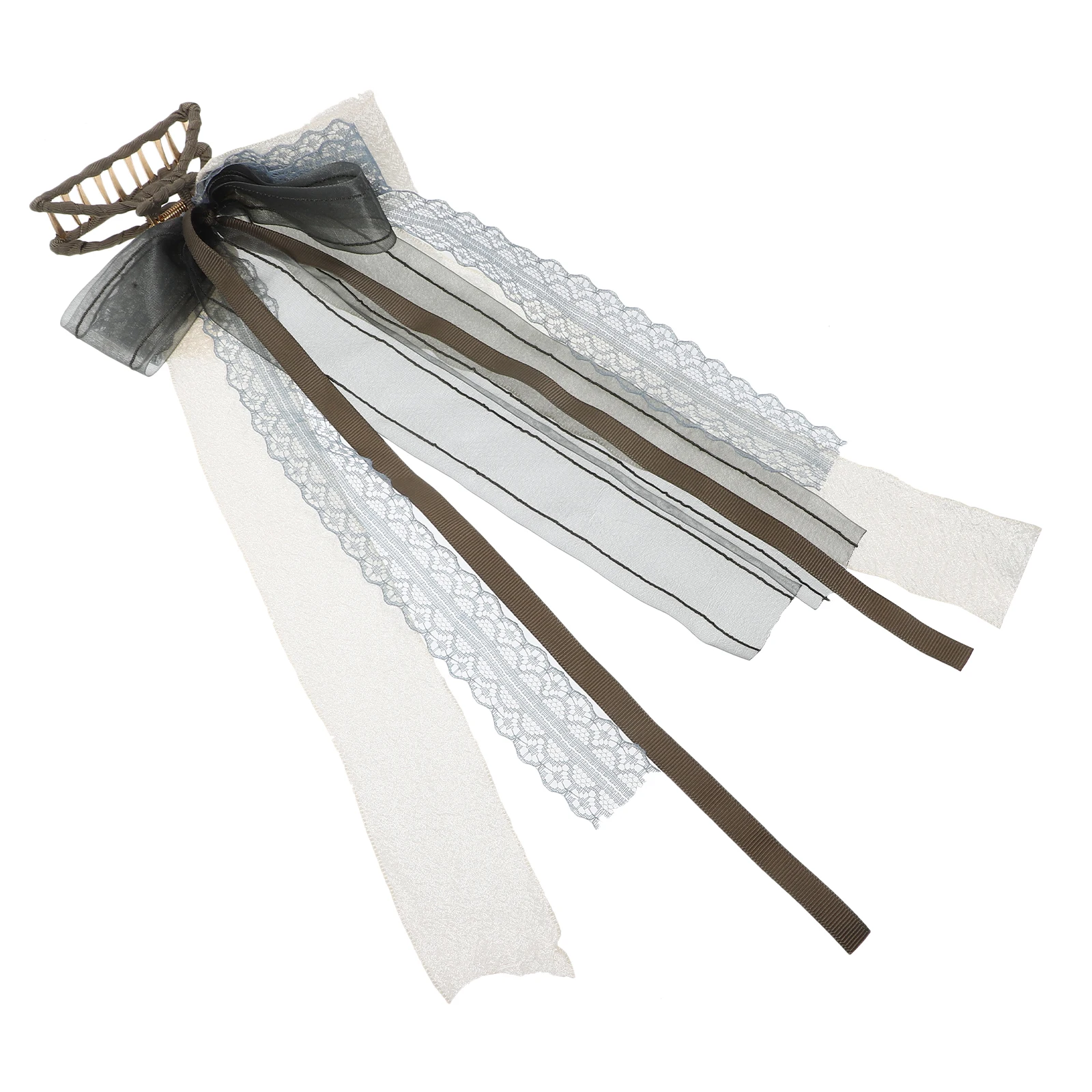 

Mesh Ribbon Hairpin Hair Clips Elegant Net Bow Style Shark Clip High Grade Fix Loose Decorate Women Gift