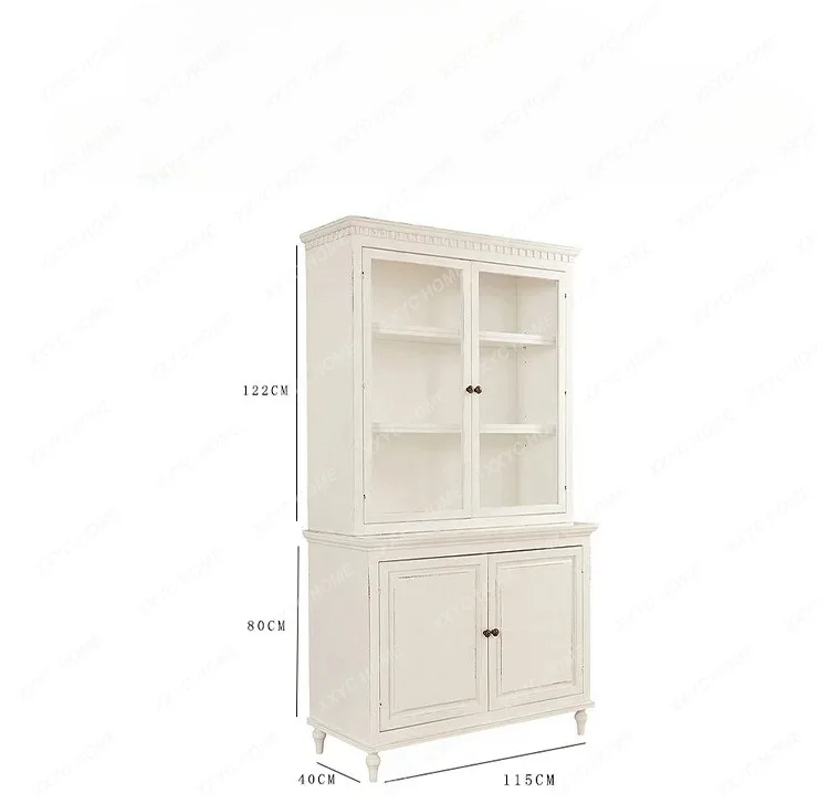 

retro solid wood wine cabinet neoclassical solid wood glass door display cabinet