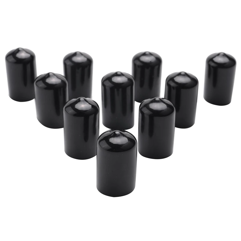 10Pcs Rubber End Caps 16Mm ID PVC Round Tube Bolt Cap Cover Screw Thread Protectors Black