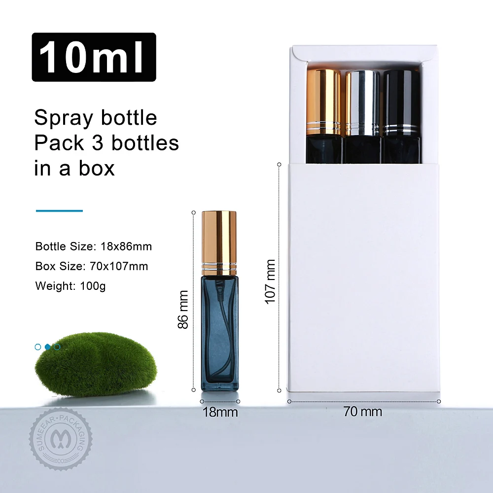 5/10/15 個 10 ミリリットルブルー香水瓶空のガラス包装箱付き香水アトマイザー旅行化粧品詰め替えスプレーボトル