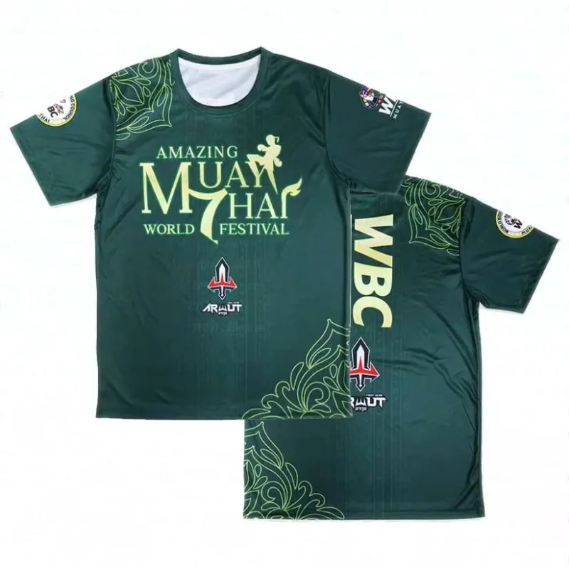 2026 WBC Muay Thai 3D Print Men's T-shirt Cool Sports Fashion Street Wear Short Sleeve Summer MMA Boxing Training Uniform Tops