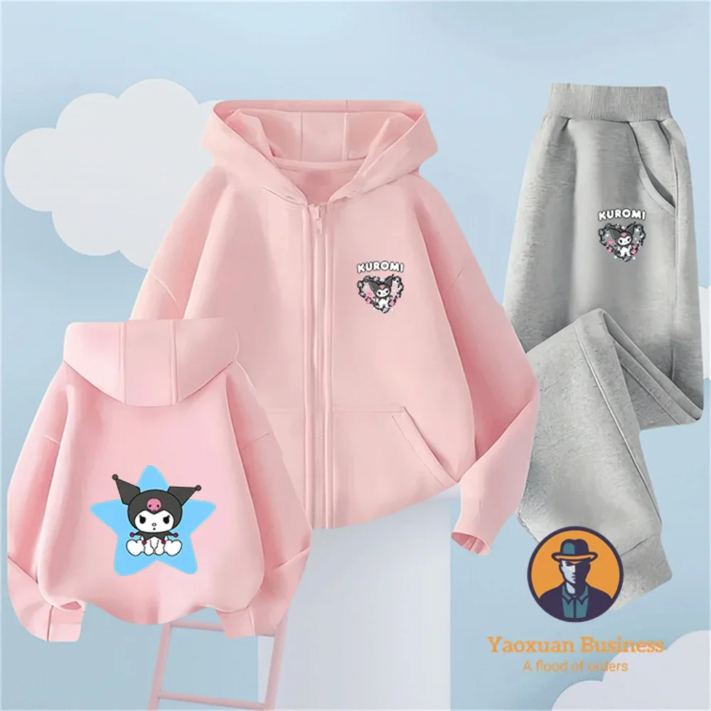 

Boys Spring And Autumn Kuromi Clothes 2Pcs Hoodie+Pants Suits 3-13 Years Kids Outdoor Tracksuits Children Clothes Set