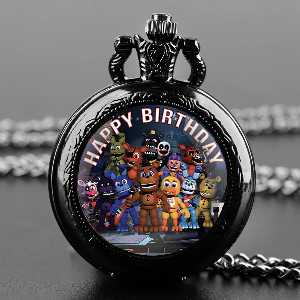 Game F-Five N-Nights At F-Freddys Quartz Pocket Watch Unique Clock Chain Jewelry Pendant Kids Birthday Gift Reloj De Bolsillo