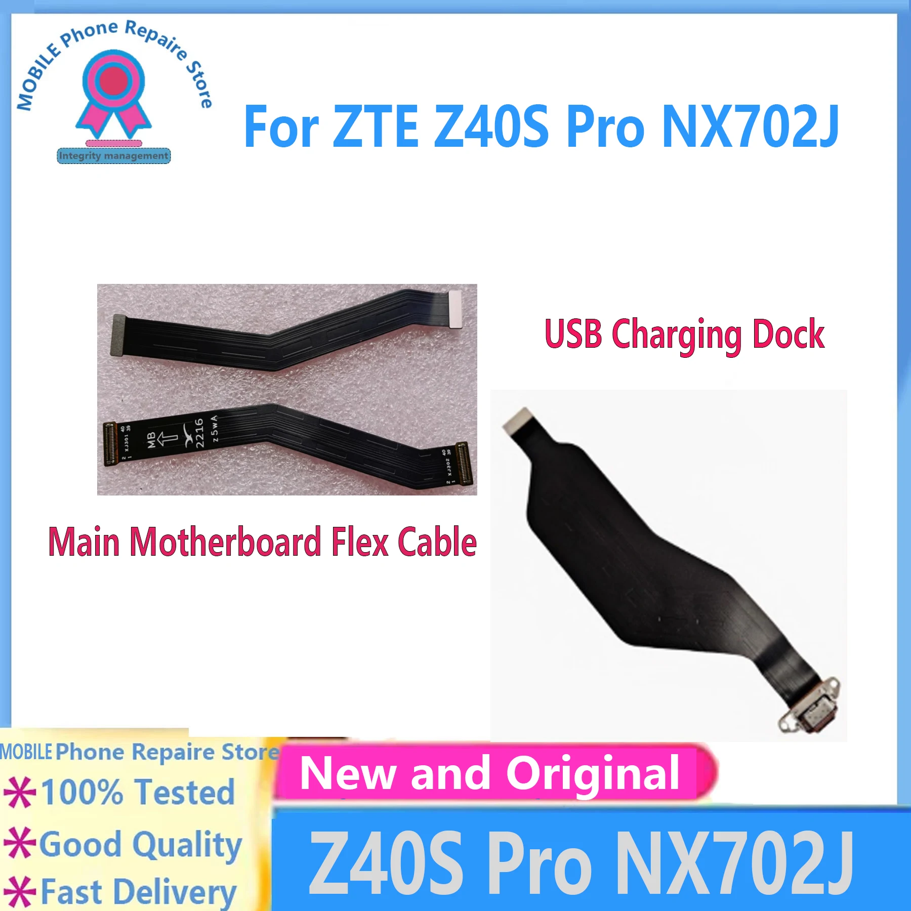 Для ZTE Nubia Z40S Pro NX702J USB зарядная док-станция, разъем гибкого кабеля, запасные части для ремонта, быстрая зарядка
