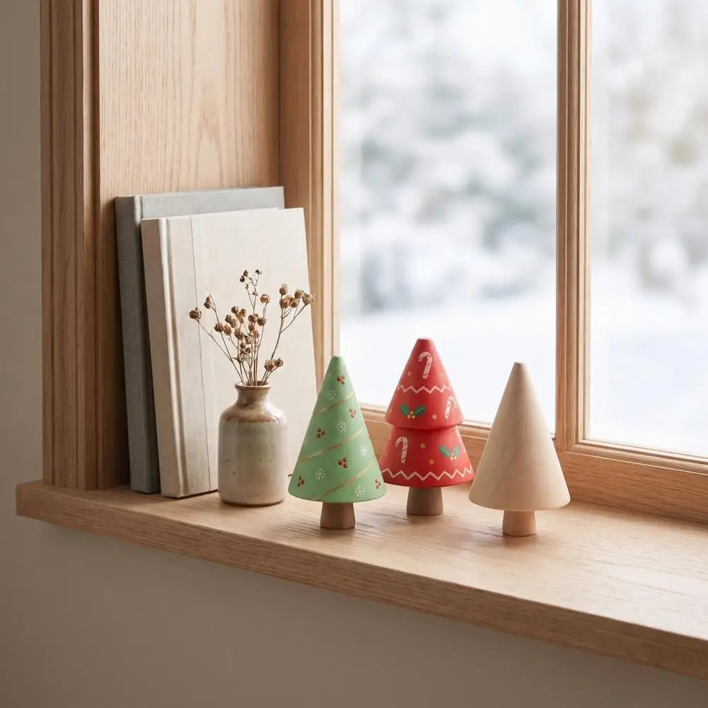 Blank Wood Shapes for Painting Diy Unfinished Wooden Christmas Tree Craft Kit Blank Wood Figurines for Kids Painting