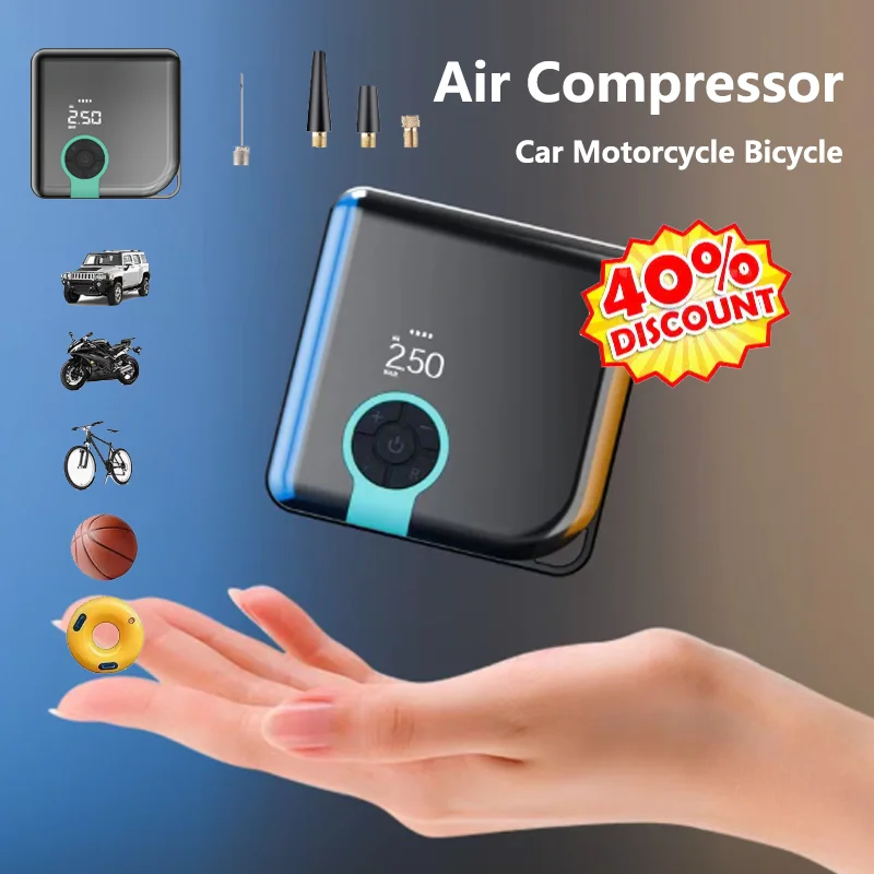 

Wireless Portable Car Air Pump LED Multi-function Tire Basketball Bicycle Electric Emergency Inflator Pump Swimming Ring Pool