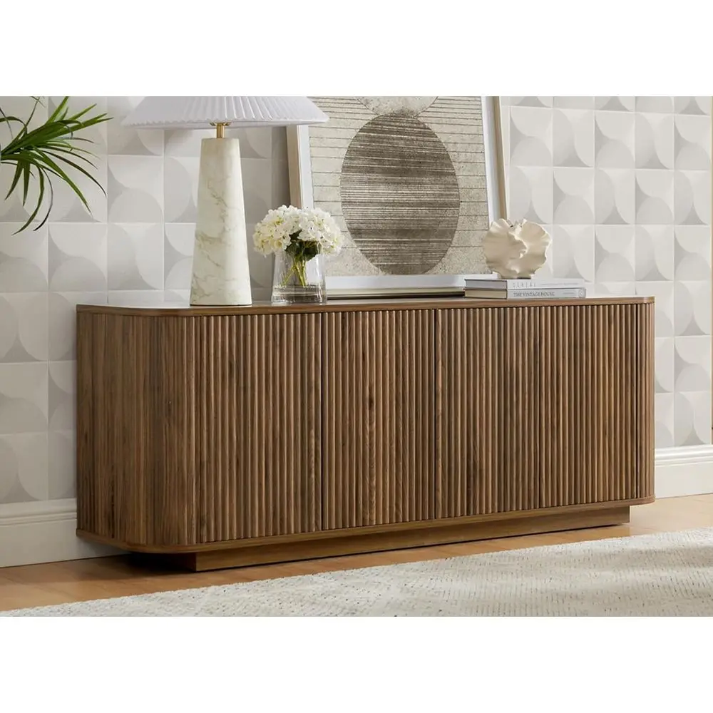 

Walnut Wooden Sideboard with Adjustable Shelves, Storage Cabinet for Kitchen or Living Room