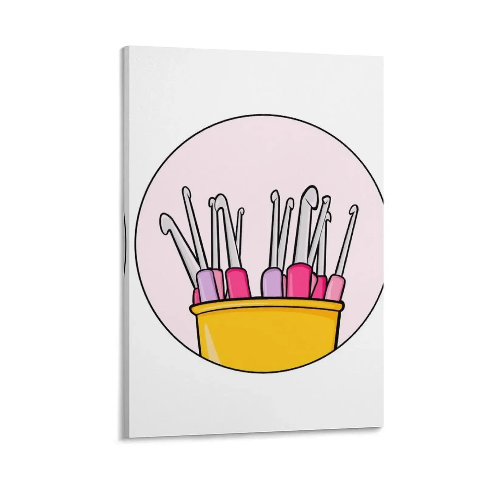 

Sticker Bucket Pink Crochet Needles Yarn Canvas Painting home decoration luxury anime figure home decors accessories