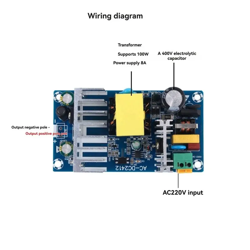B27B 100W High-Power Switch Power Board AC220V To DC12V 8A Industrial Power Module Without Terminals