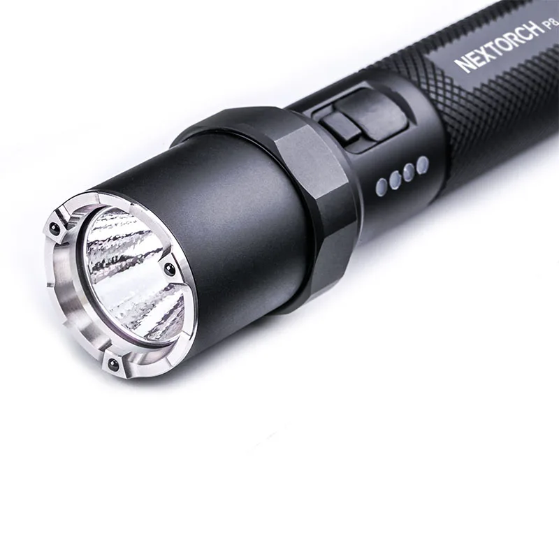 Nextorch P8 Rechargeble Compact Duty/Tactical Flashlight, 1300 Lumens 18650 Battery, Type-C Direct Charging, Steel Strike Bezel