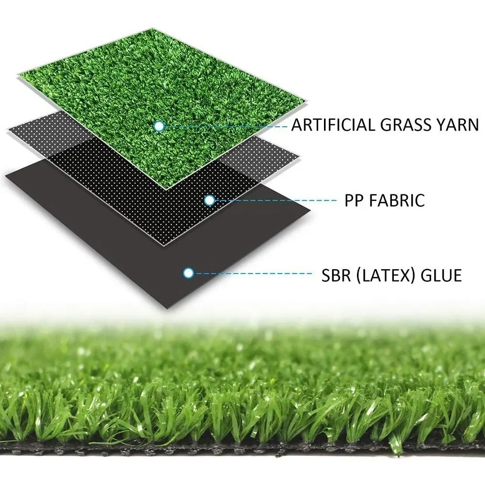 XMSJ erba artificiale, decorazione del giardino all'aperto, tappeto da esterno per interni da 0.4 "tappetino in erba sintetica erba finta, prato artificiale