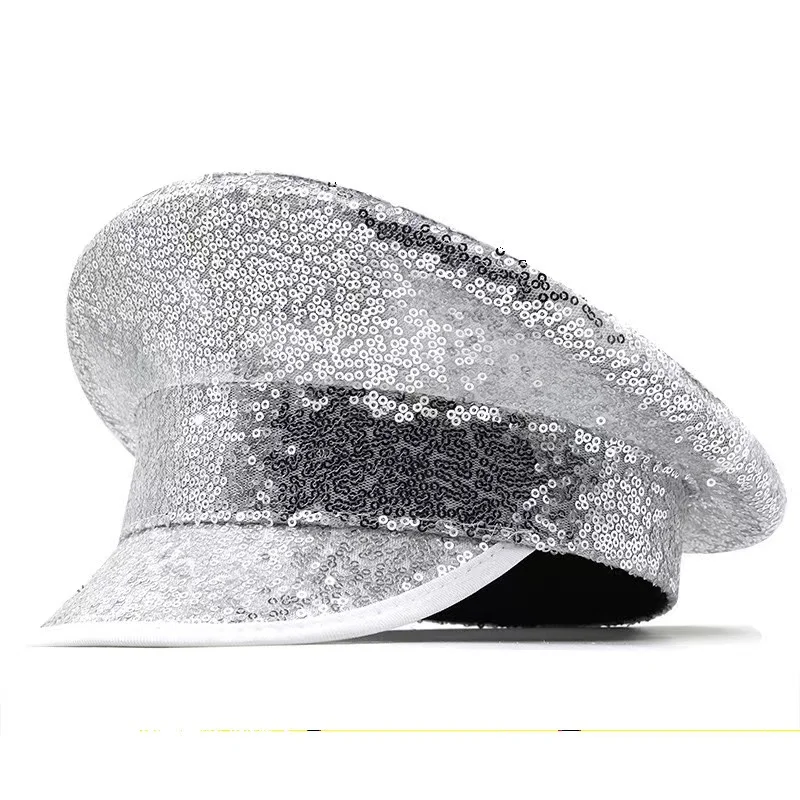 HongLuan Sequin Steampunk Captain Hat Rhinestone for Burningman Festival Woman, Vintage Military Accessories & Military Cap Man
