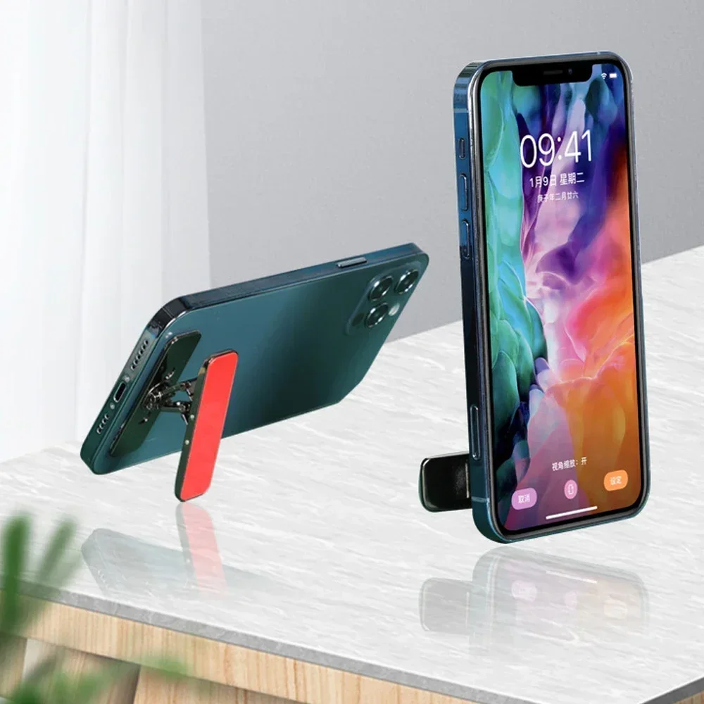 Luksusowy mini uchwyt na telefon Metalowy składany stojak na telefon Invisible 360 °   Obróć uchwyt na telefon komórkowy z podpórką na telefon biurkowy — zdjęcie 3