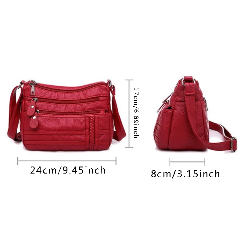 Fashion Women Bag Pu Soft Leather Shoulder Bag Multi-layer Crossbody Bag Quality Small Bag Brand Red Handbag Purses