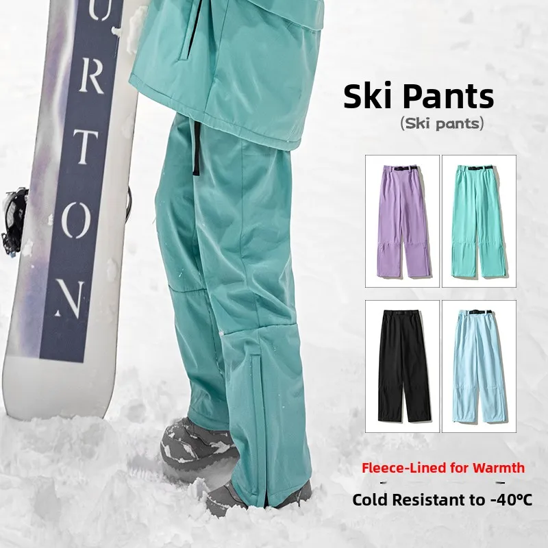 

Waterproof Fce Lined Thi Ski Pants for Men Winter Outdoor Snow Mountain Climbing Windproof Warm Trousers below 40 Deees