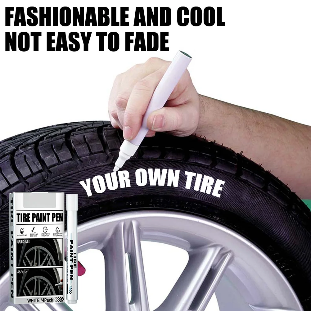 4 Pack White Marker Pen Car Tire Graffiti Tracing Pen Strong Coverage Fade Resistant Oil Based Ink Innovative Valve for Daily - view 5