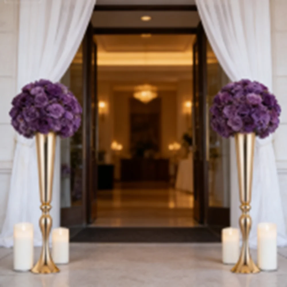 

Wedding Decor 55/65/75/85 Cm Tall Reversible Trumpet Flower Arrangement Vase flower stand center pieces wedding table 398