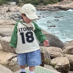 Spring Autumn Kids Long Sleeve T-shirt Children Boy Girl Letter Print Casual Tops Kids Simple Tee Clothes